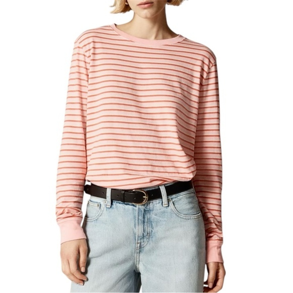 J.Crew Vintage Jersey Striped Long Sleeve Tee Pink Small
